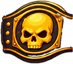 Schwarz goldener Championgürtel mit einem Totenkopf