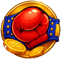 Roter Boxhandschuh auf einem goldenen Medaillon